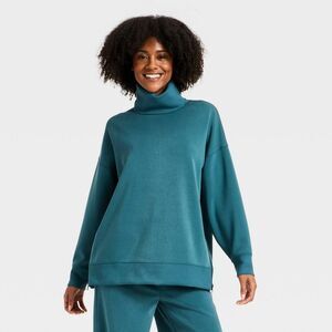 All In Motion - Women's Airy Sleek Funnel Neck Sweatshirt - All In Blue